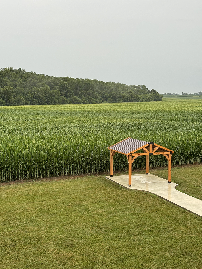 Wedding pavilion overlooking the fields